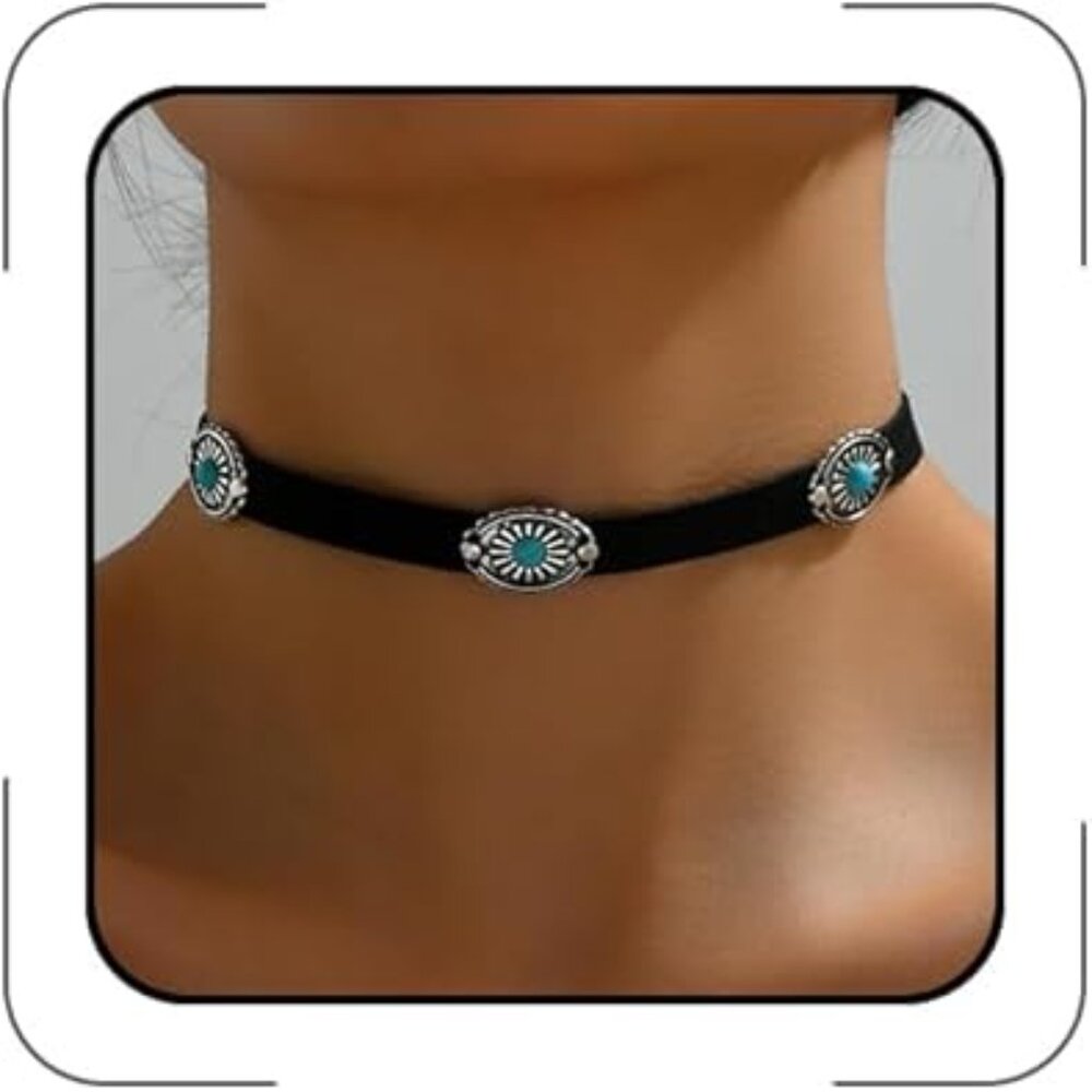 Western Choker Necklace for‎ Women Gothic Black Choker Cowgirl